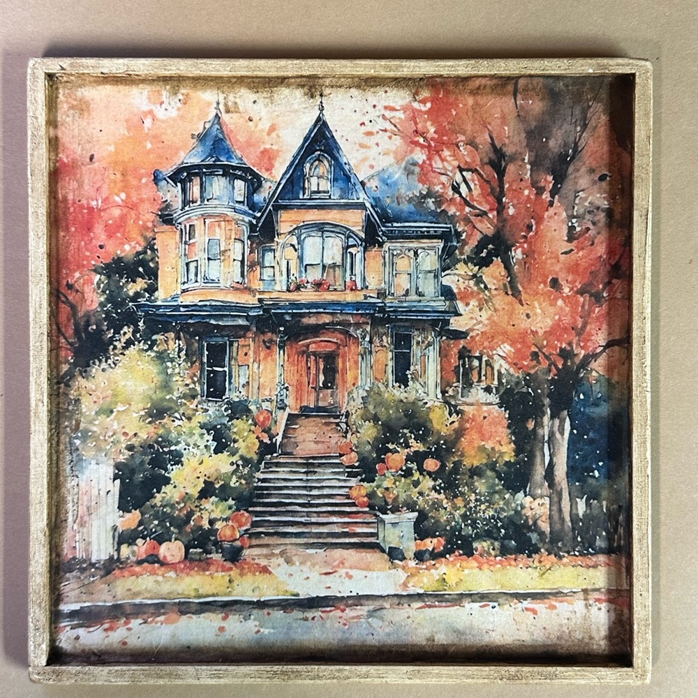 Halloween/Fall Home Decor For Wall, Tabletop or as Ottoman Tray with Coasters - Picture 2 of 7